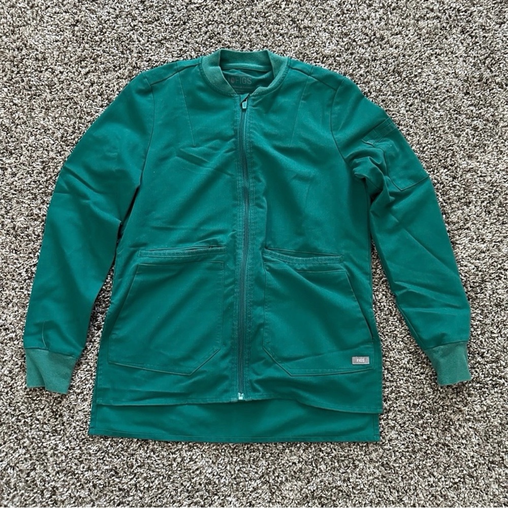 Figs Women's Hunter Green Zip Front Jacket